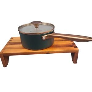 Masterclass Premium Cookware Small Saucepan with Lid Dark Green Copper Handle